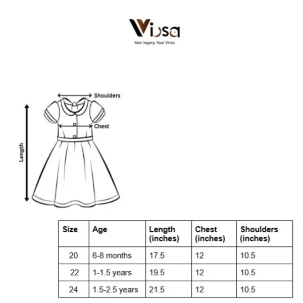 Peach Bunny Frock Size Chart