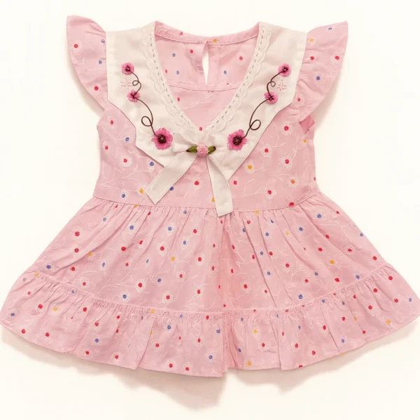 Embroidered Floral Polka Frock