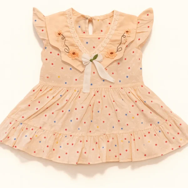 Embroidered Floral Polka Frock