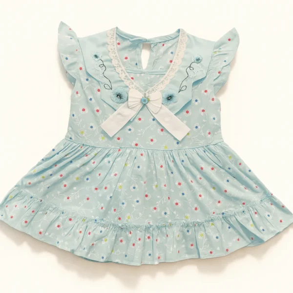 Embroidered Floral Polka Frock