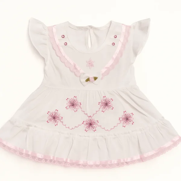 Floral Bow Embroidered Frock