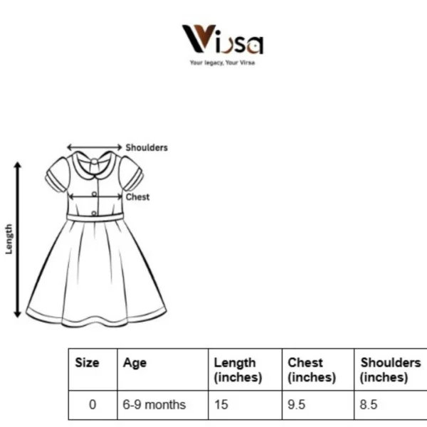 Floral Bow Embroidered Frock Size Chart