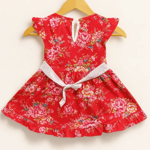 Red Bloom Embroidered Frock
