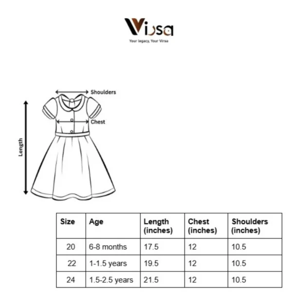 Red Bloom Embroidered Frock Size Chart
