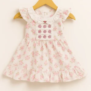 Rosy Petal Embroidered Princess Frock