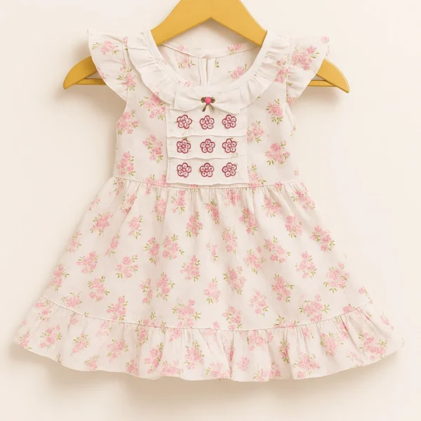 Rosy Petal Embroidered Princess Frock